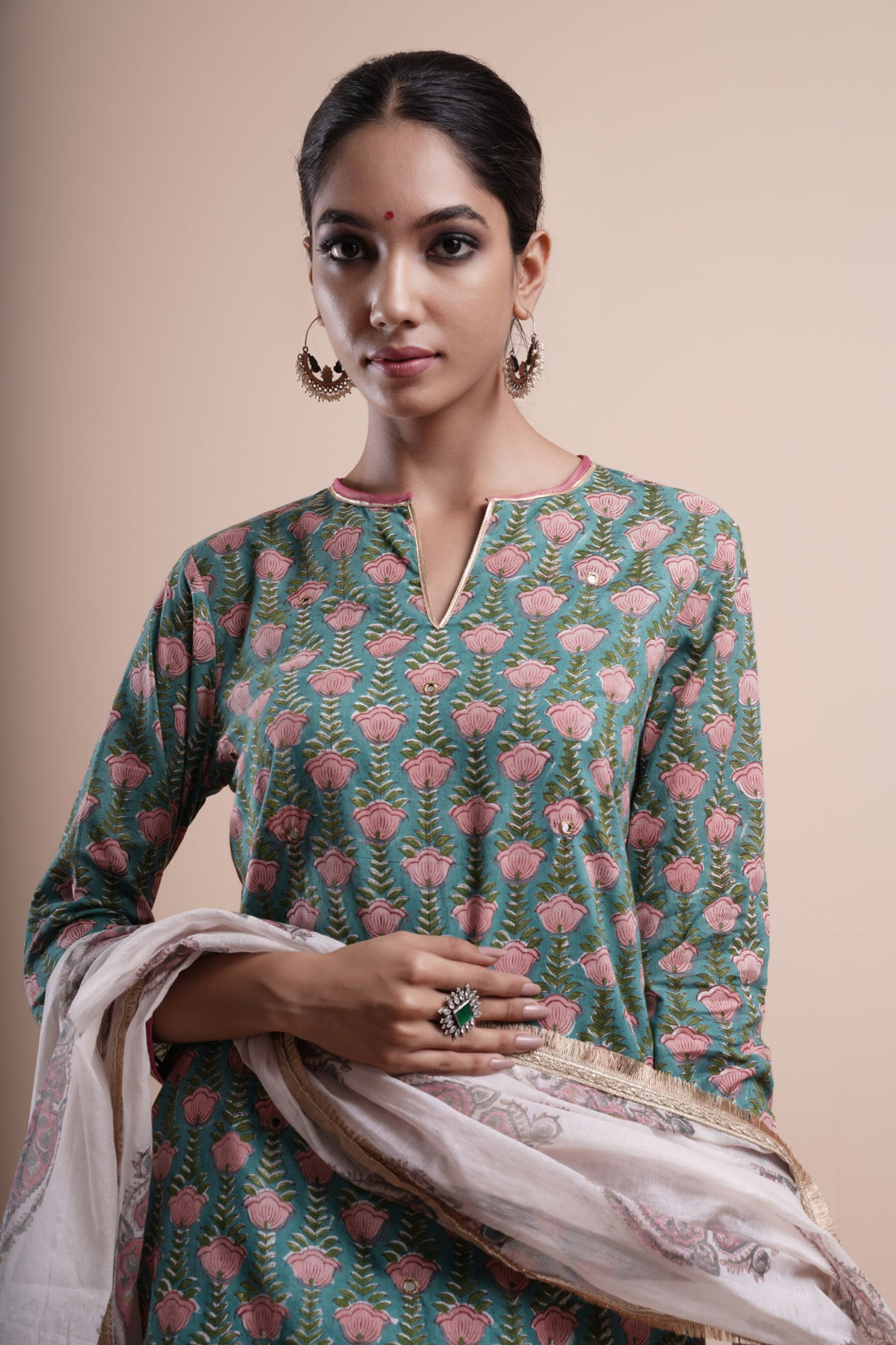 Gul Naaz Sharara Set With Hand block Printed Dupatta